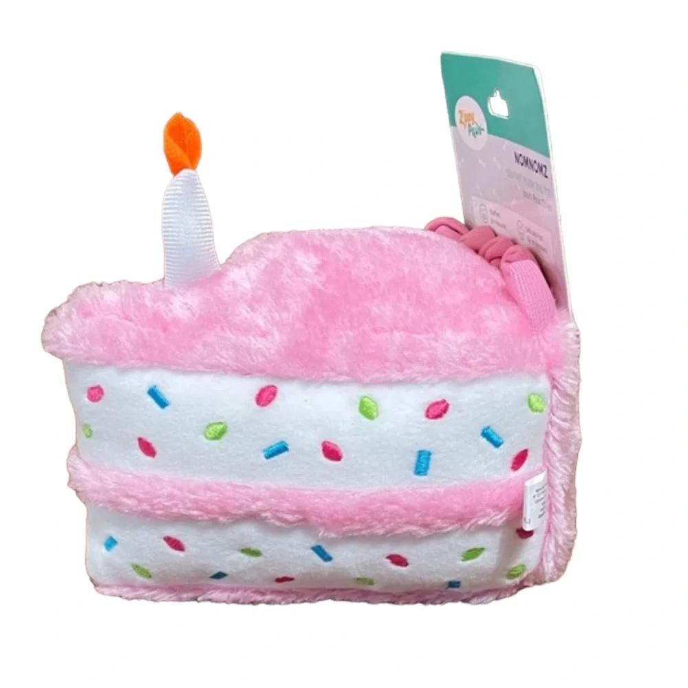 Zippy Paws Plush Birthday Cake Slice Dog Toy NEW!